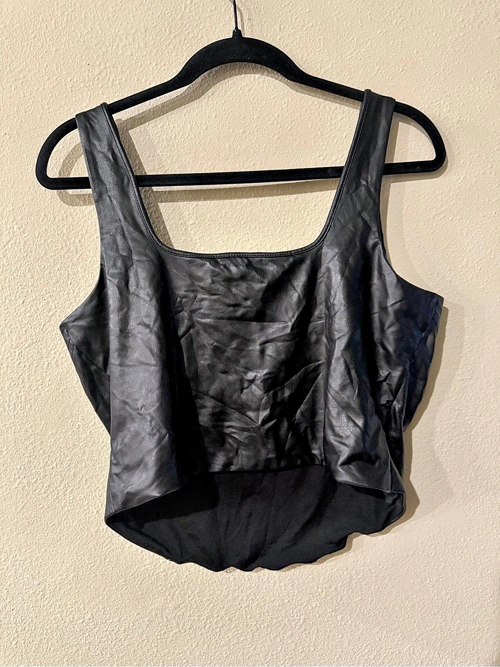 Express Faux Leather Square Neck Corset Tank Black Size Medium - Picture 3 of 3